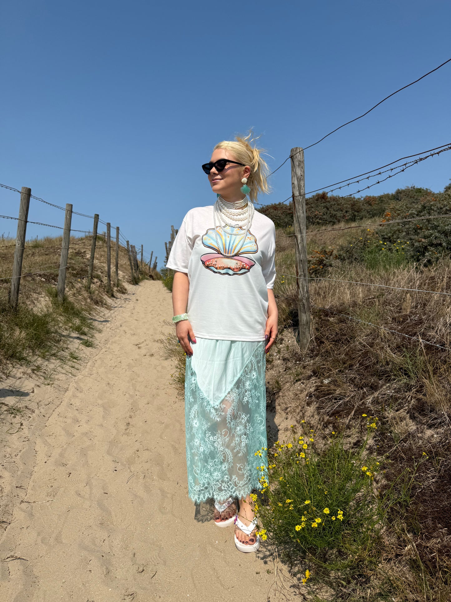 AQUAMARINE - Maxi Lace Skirt - Turquoise