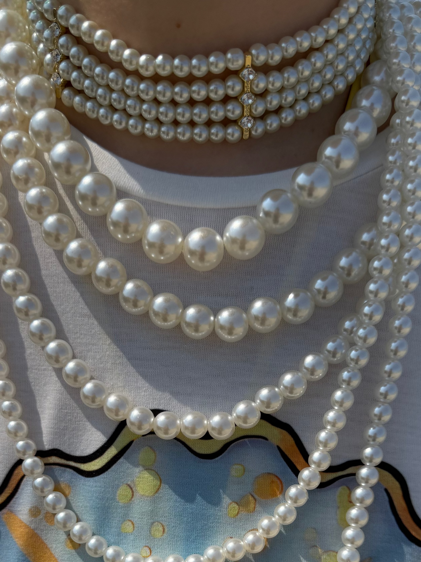 PRIMARINA - Pearl Row Rhinestone Choker