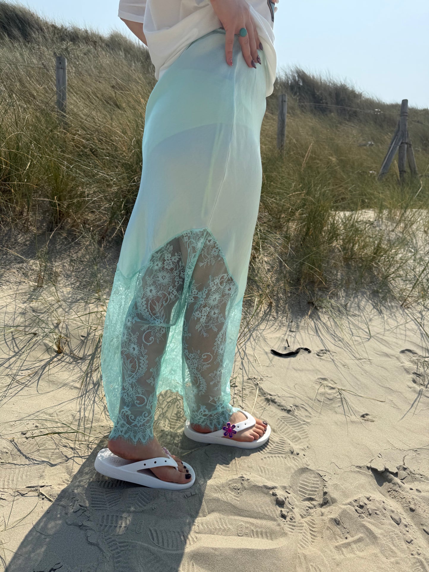 AQUAMARINE - Maxi Lace Skirt - Turquoise