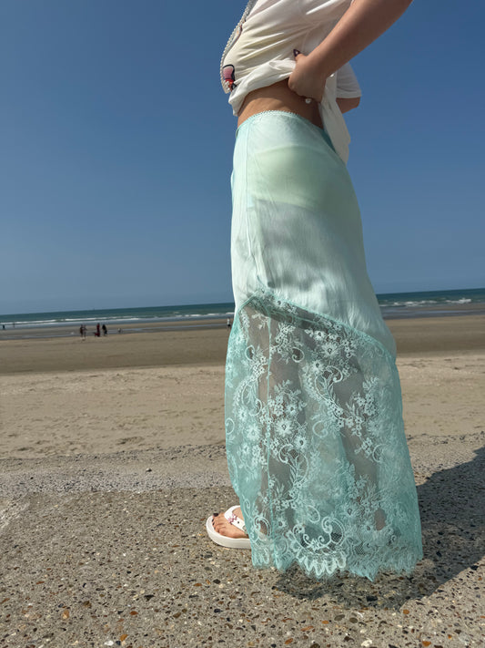 AQUAMARINE - Maxi Lace Skirt - Turquoise