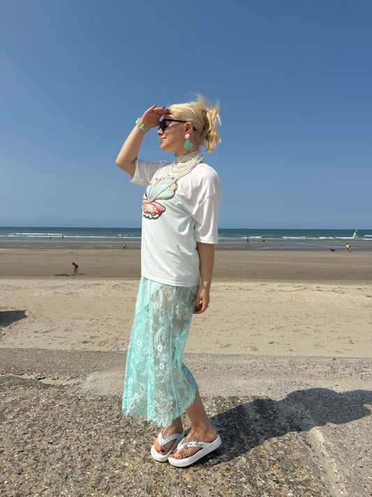 AQUAMARINE - Maxi Lace Skirt - Turquoise