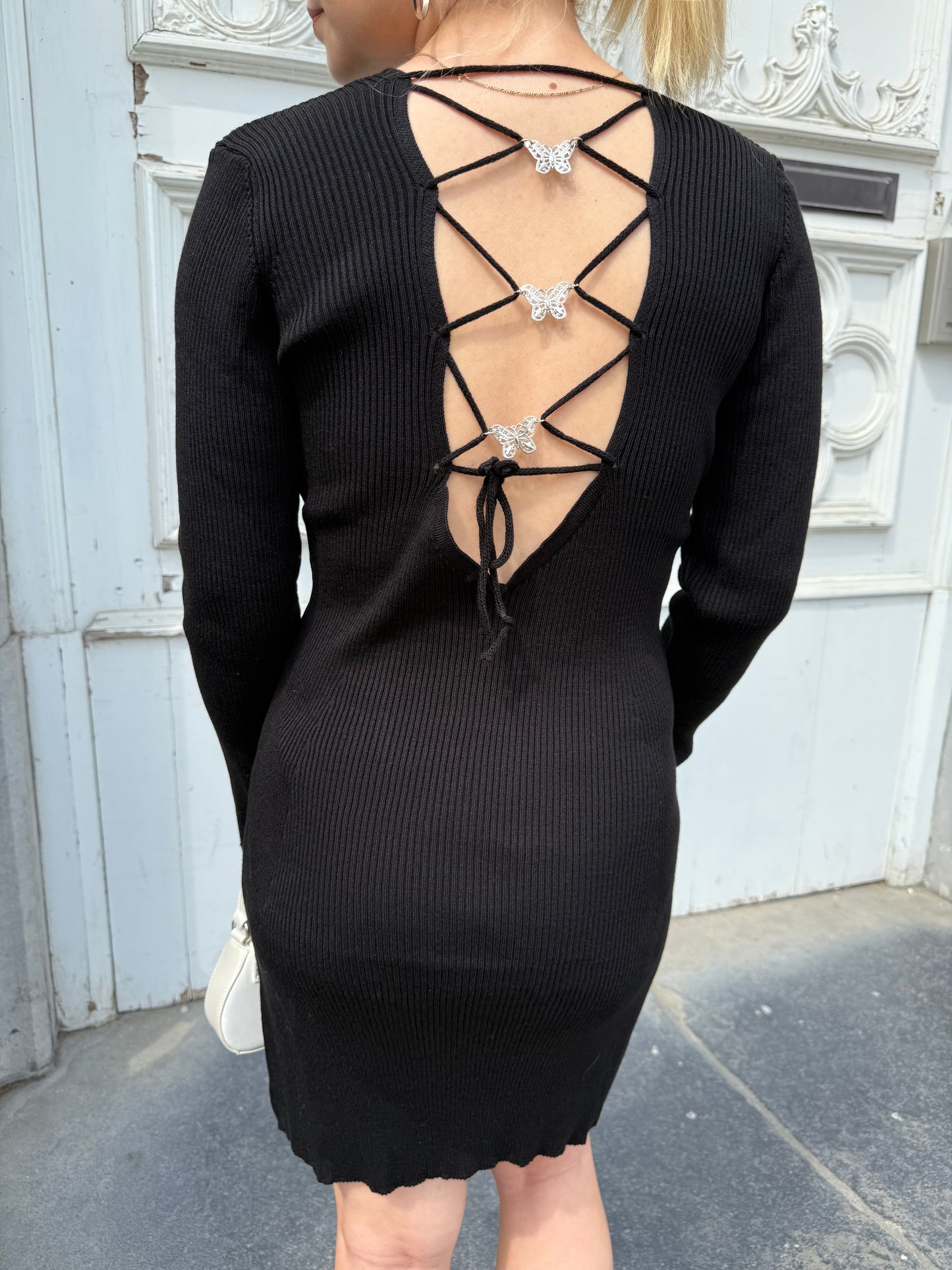 MARIPOSA - Backless Butterfly Detailed Knit Dress