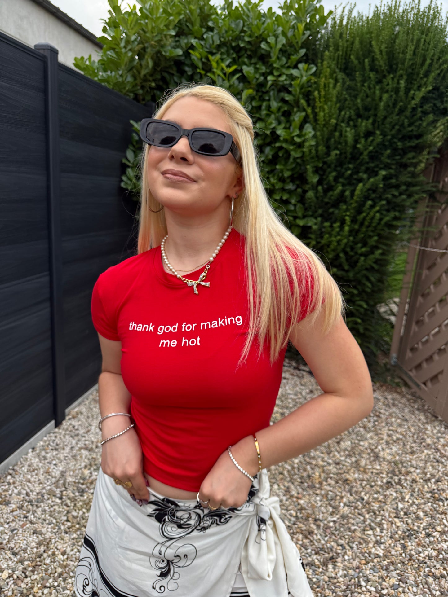 RAQUELLE - "thank god for making me hot" T-Shirt
