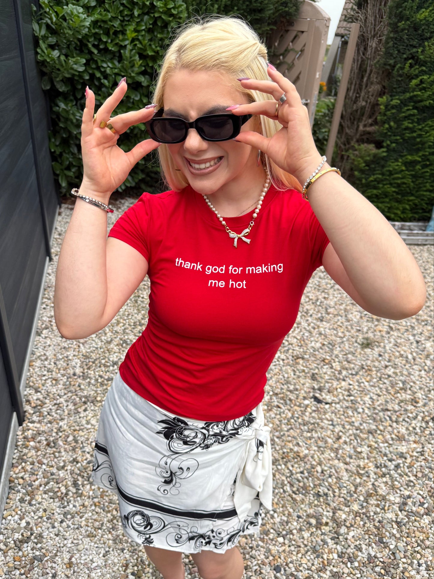 RAQUELLE - "thank god for making me hot" T-Shirt