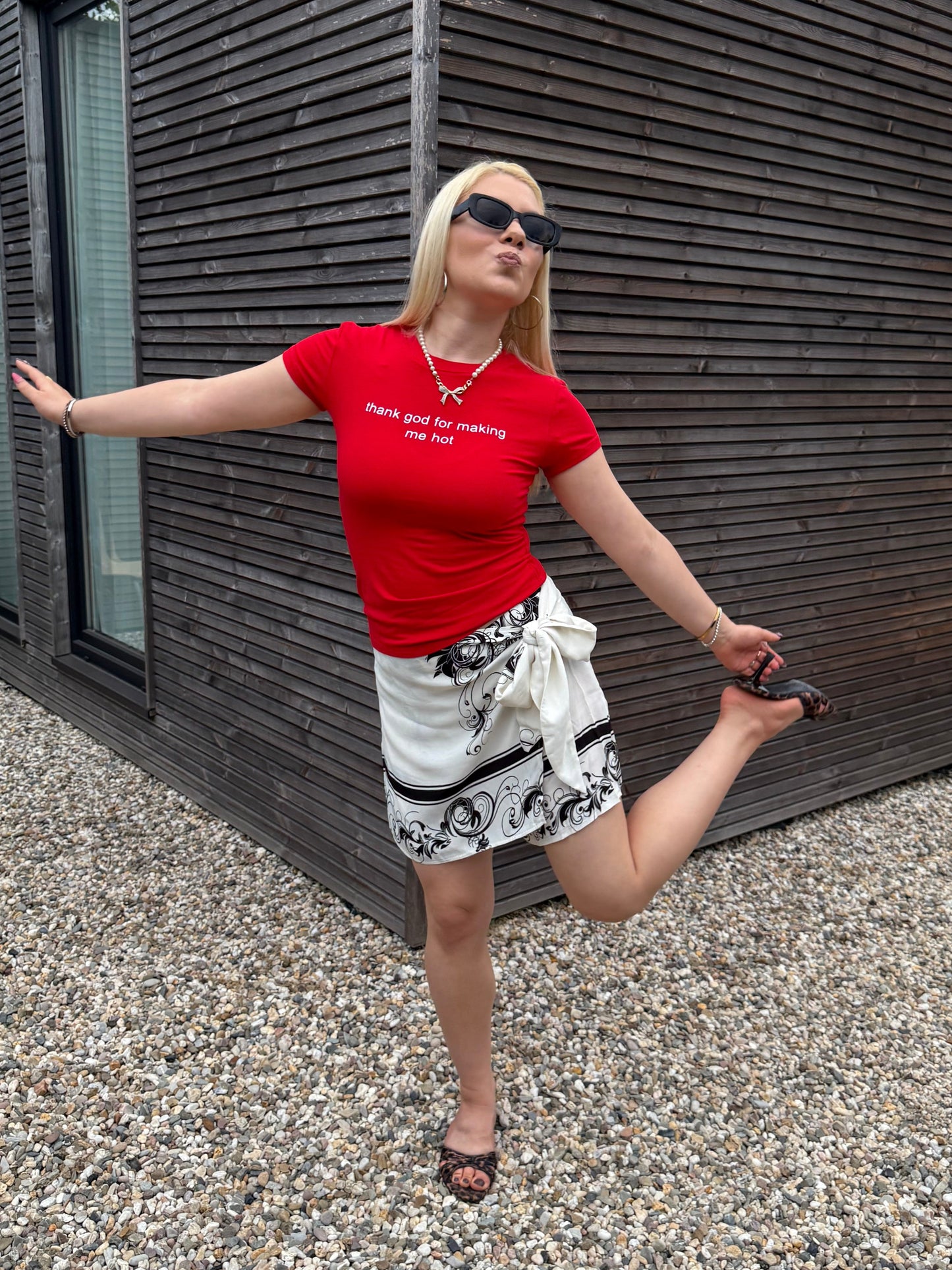 KUNIMITSU -  Floral Swirl Wrap Around Side Tie Skort