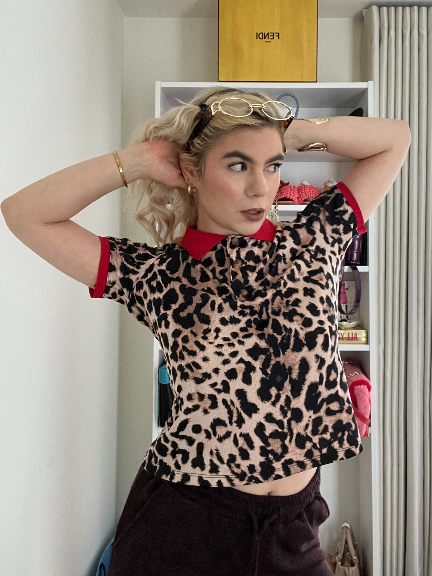 SABOR - Leopard Print Polo T-shirt