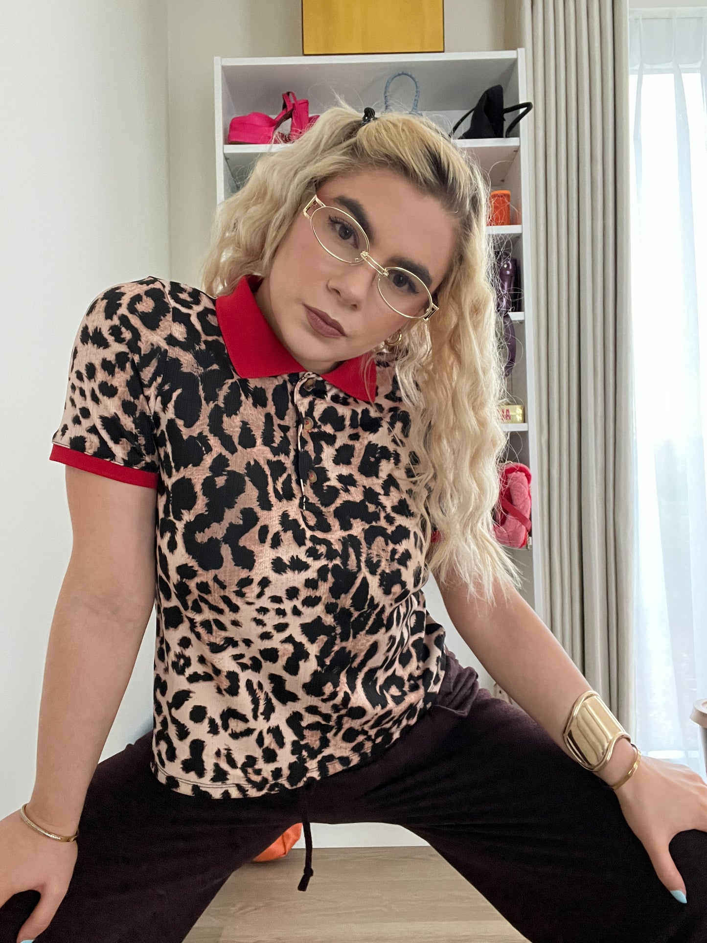SABOR - Leopard Print Polo T-shirt