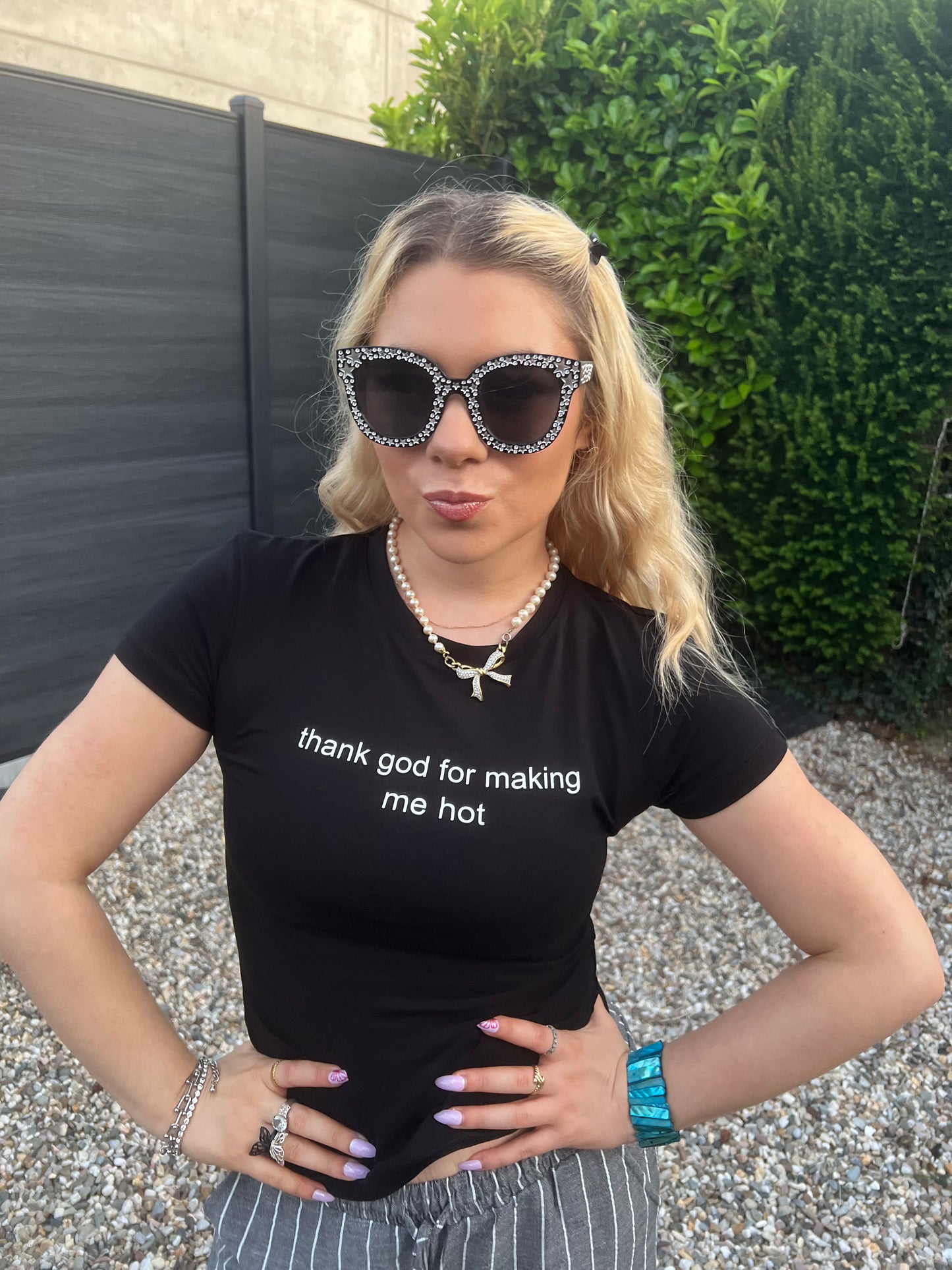 RAQUELLE - "thank god for making me hot" T-Shirt