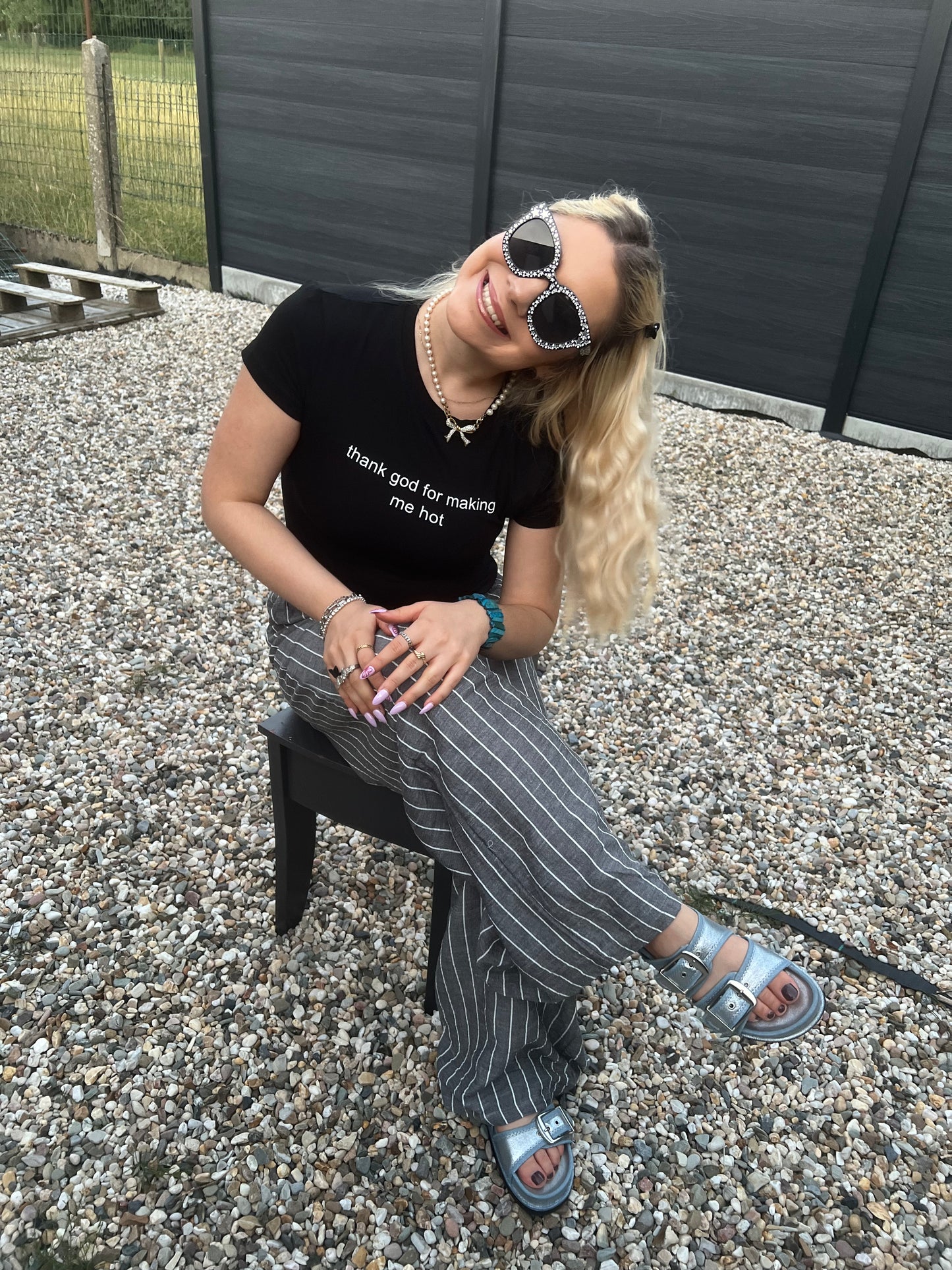 RAQUELLE - "thank god for making me hot" T-Shirt