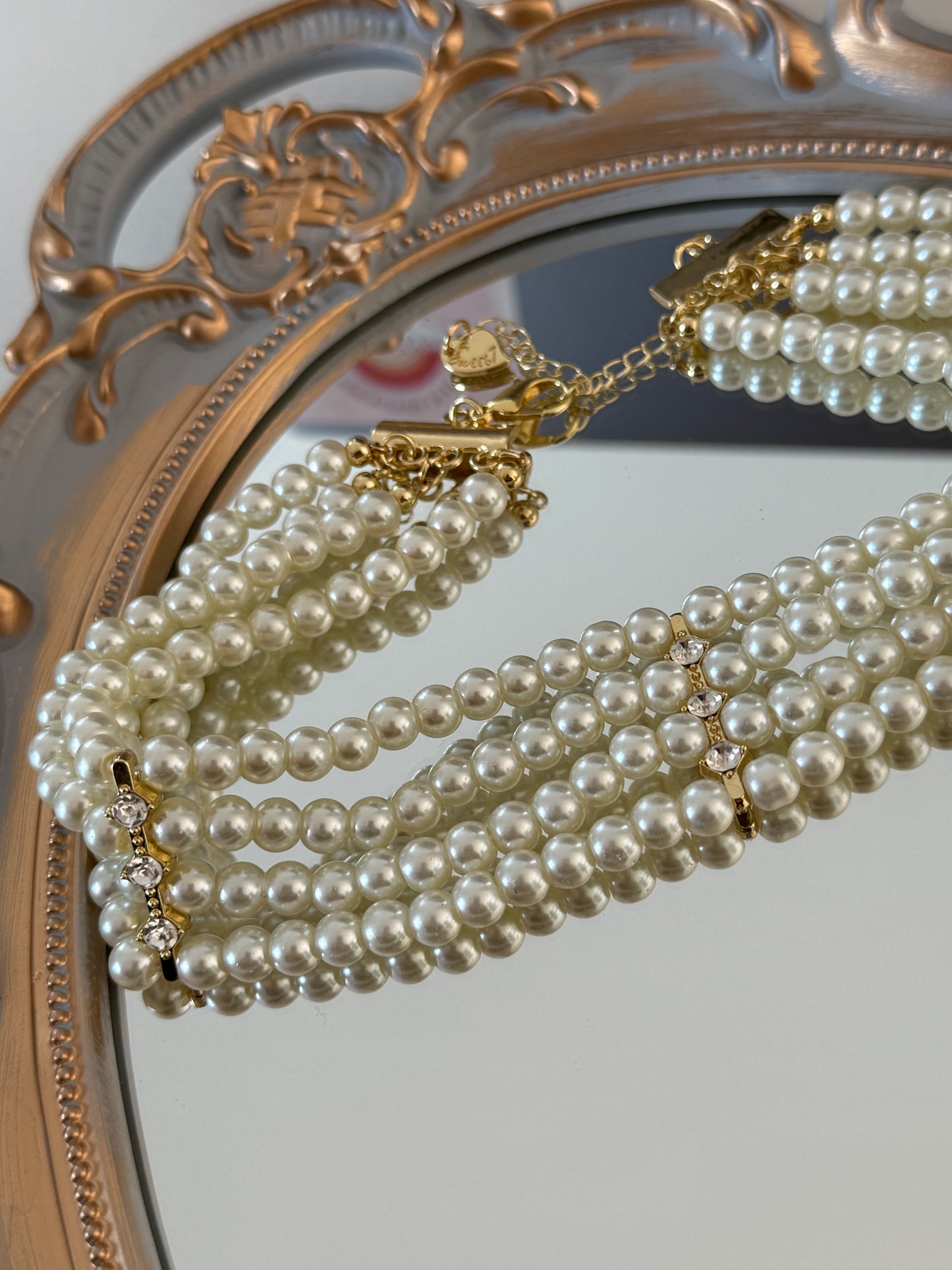 PRIMARINA - Pearl Row Rhinestone Choker