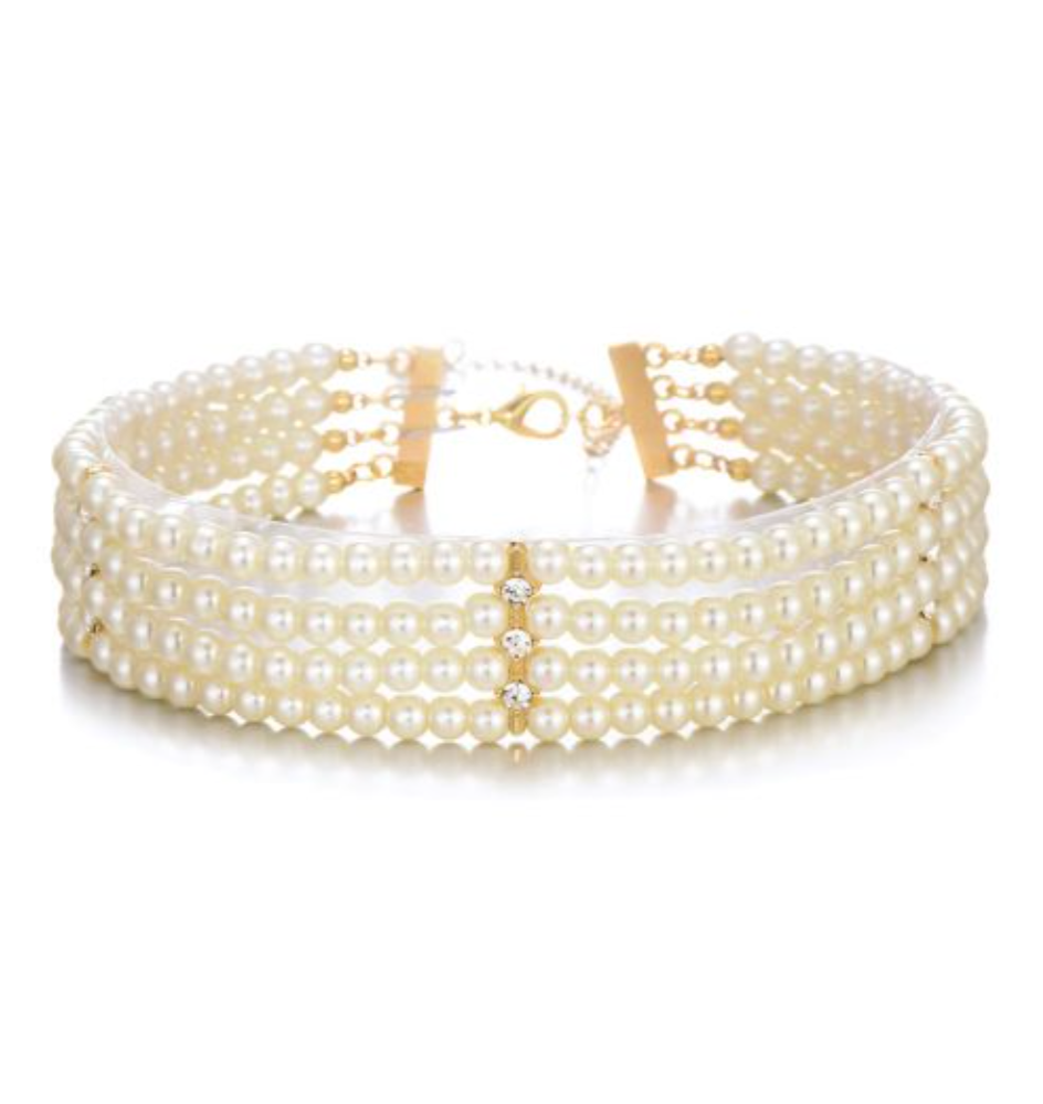 PRIMARINA - Pearl Row Rhinestone Choker