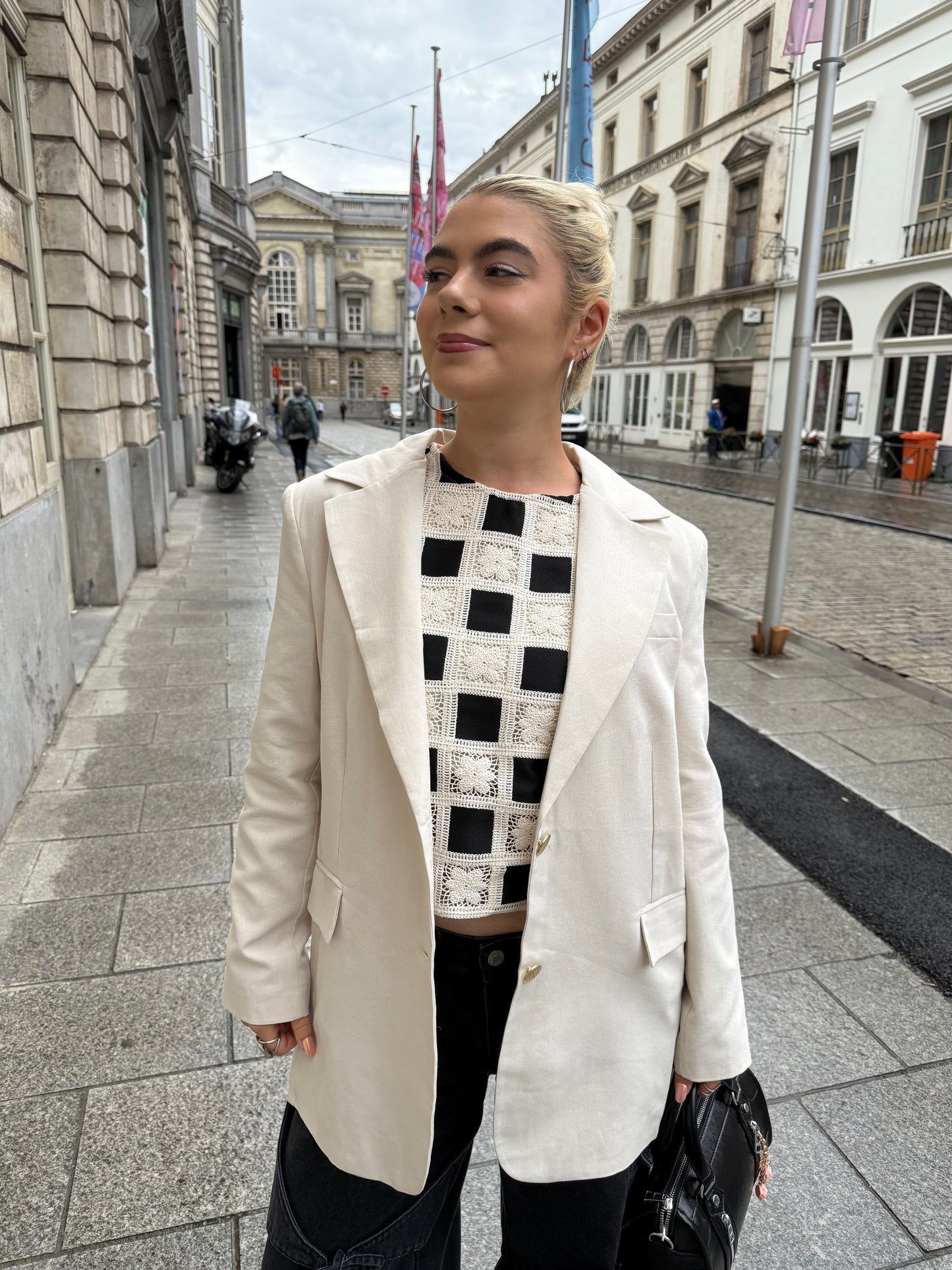 BUTTERCUP - Checkered Blossom Crochet Top