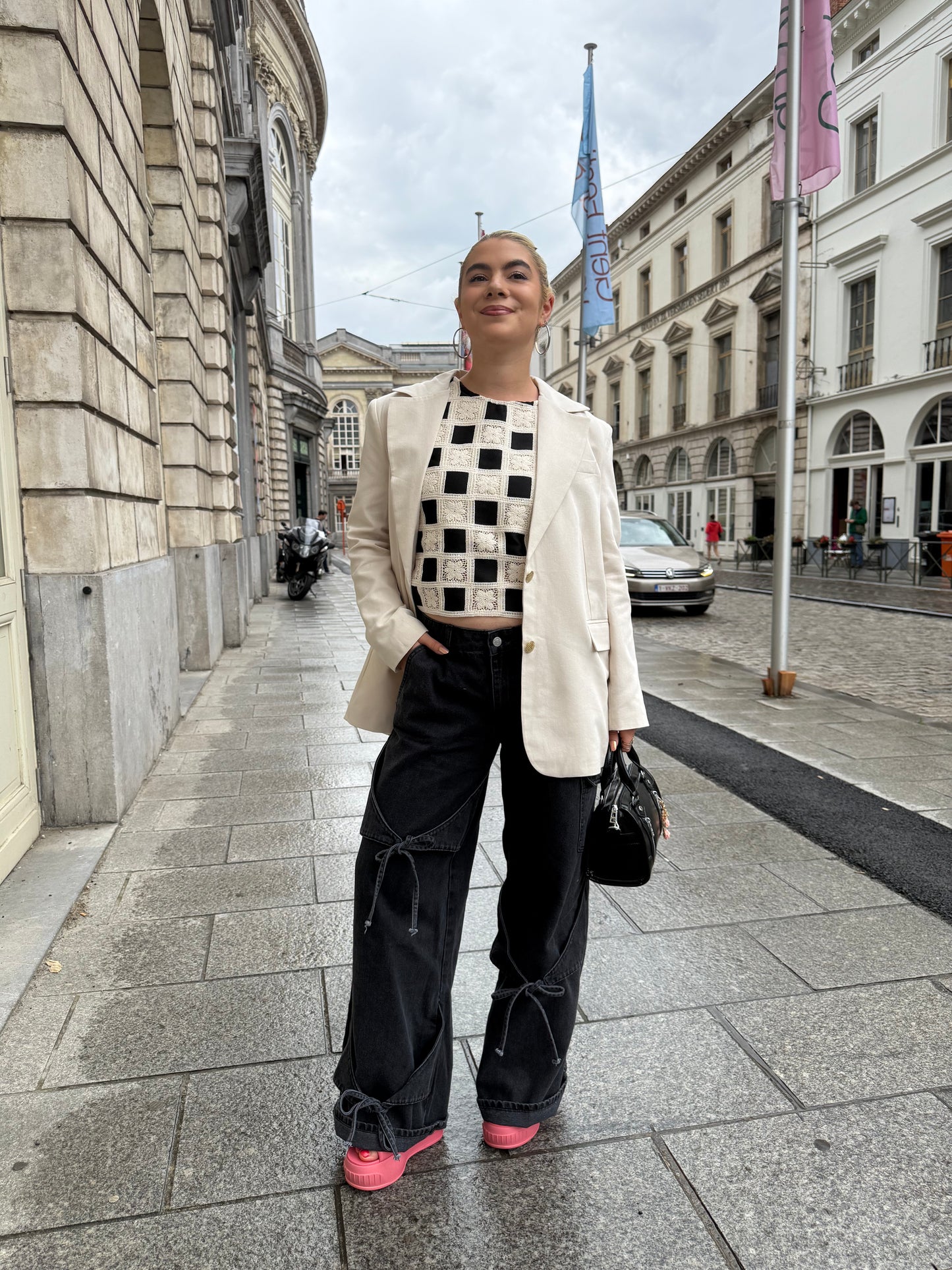 BUTTERCUP - Checkered Blossom Crochet Top