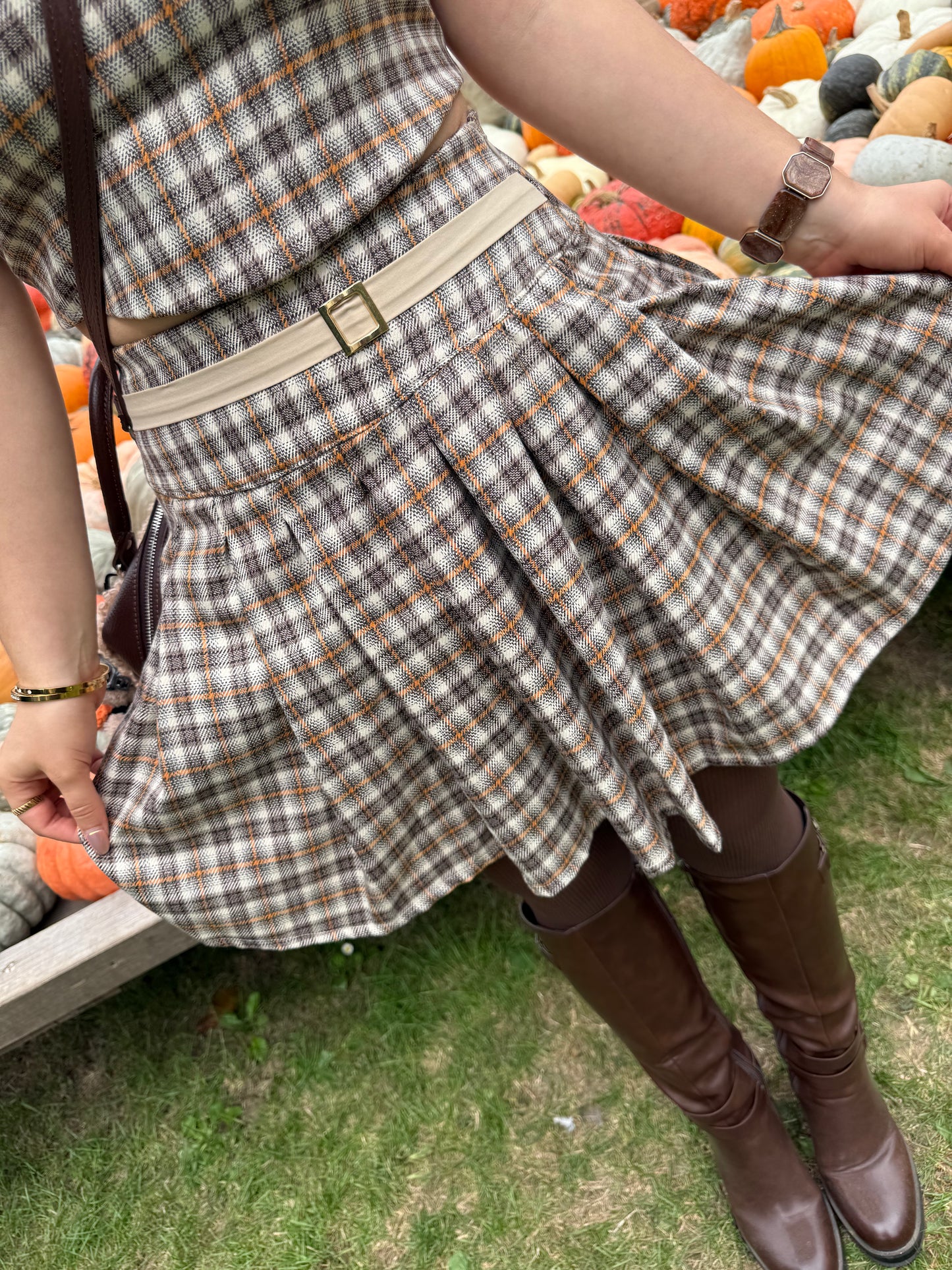 SIENNA - Pleated Plaid Skirt