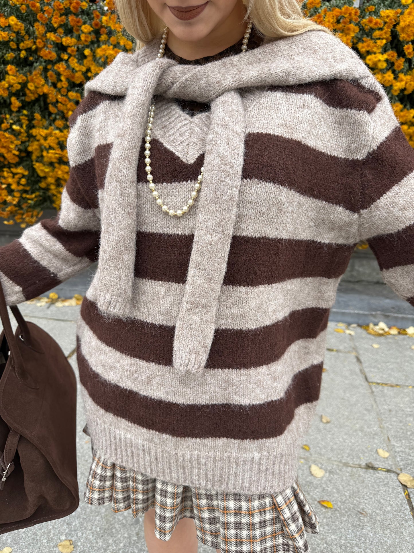 WHIPPA - Striped Tie Knit - Taupe