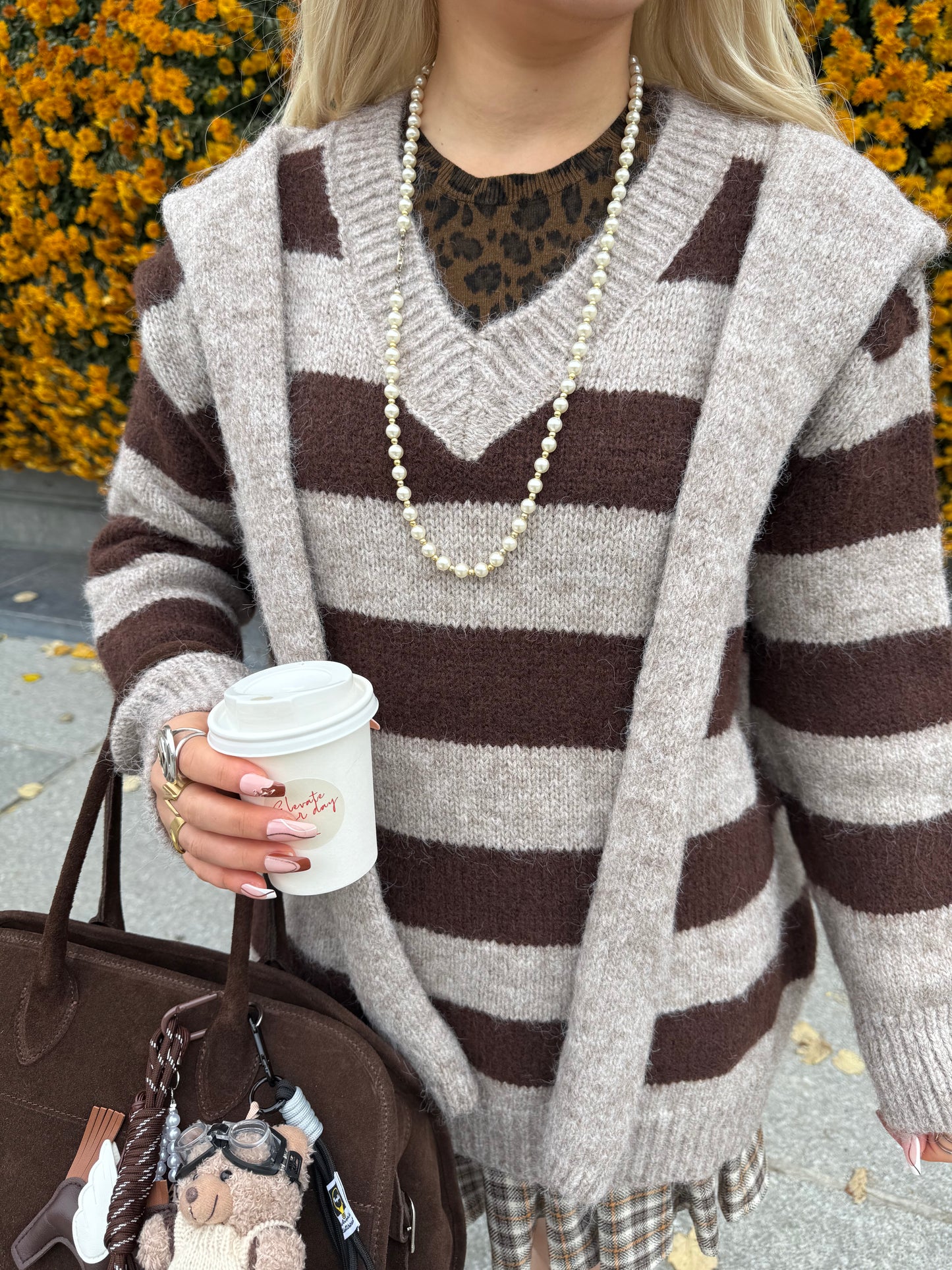 WHIPPA - Striped Tie Knit - Taupe