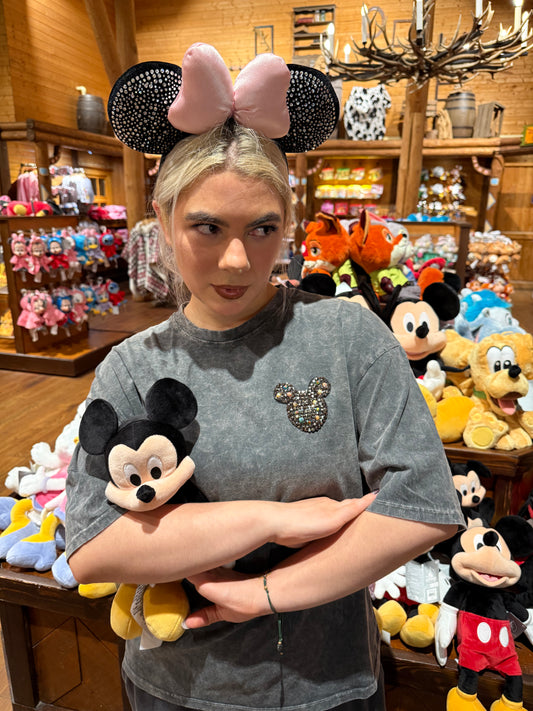 MICKEY - Washed Out Rhinestone T-shirt