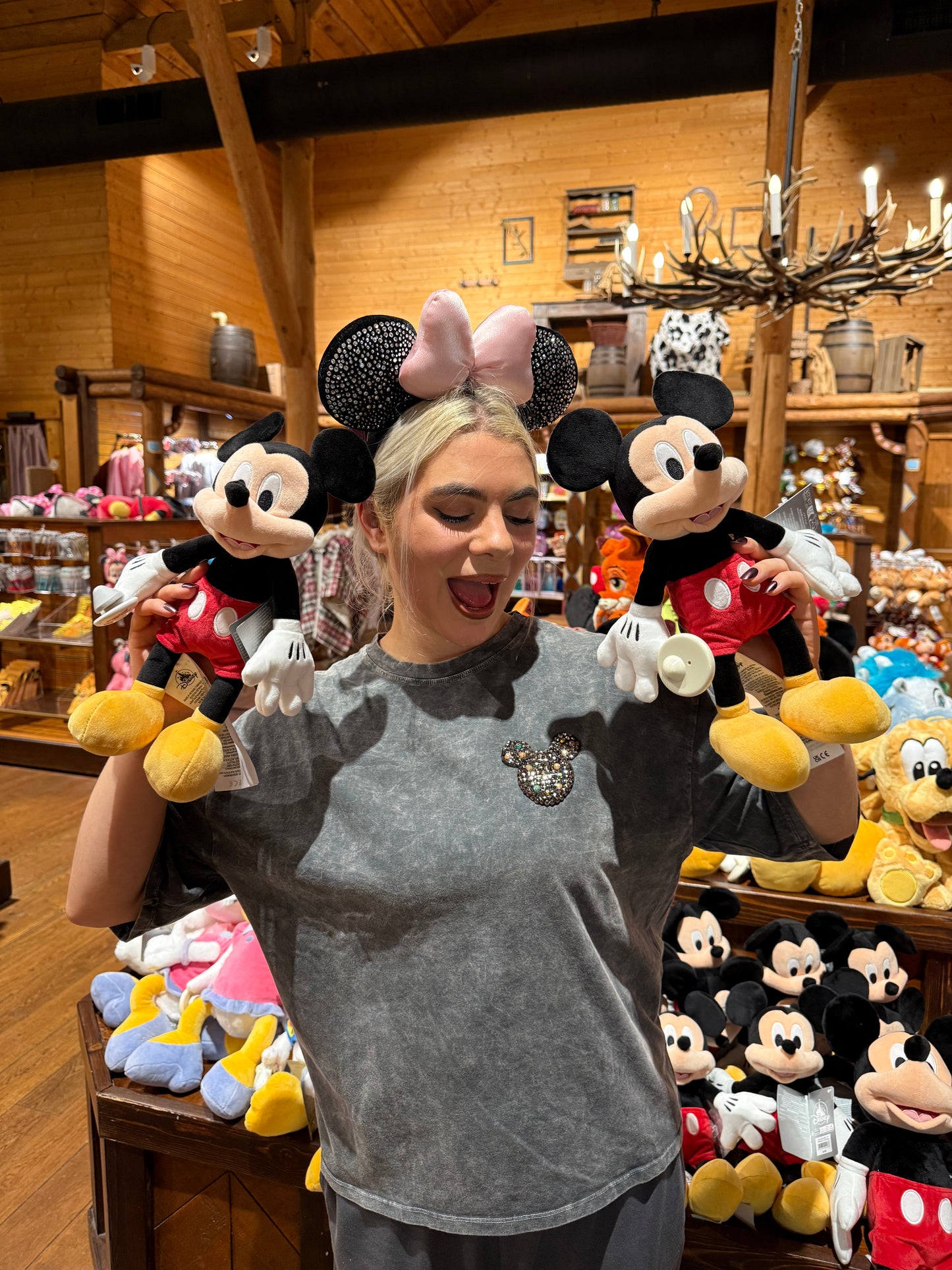 MICKEY - Washed Out Rhinestone T-shirt