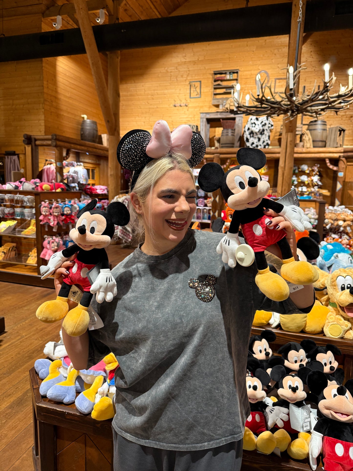 MICKEY - Washed Out Rhinestone T-shirt