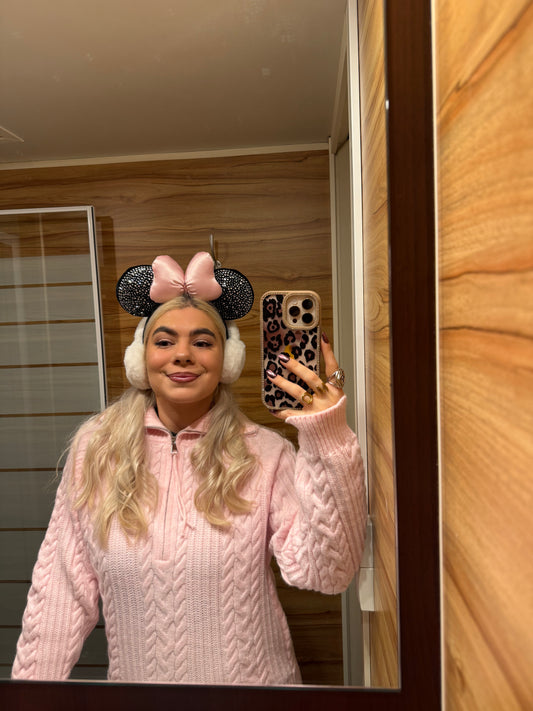 PIGLET - Quarter Zip Cable Knit - Baby Pink