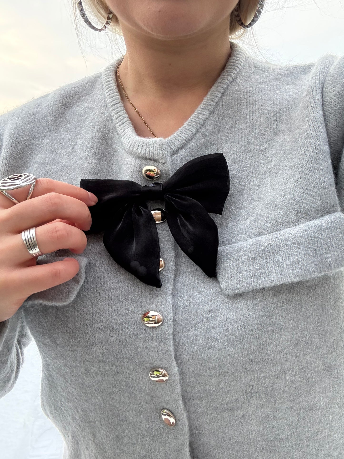 THUMPER - Bow Button Up Knit Cardigan