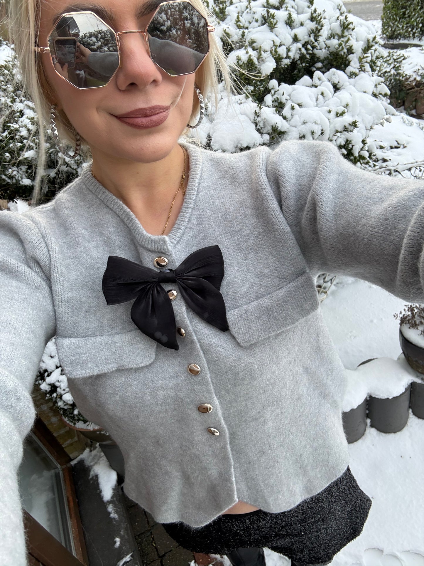 THUMPER - Bow Button Up Knit Cardigan