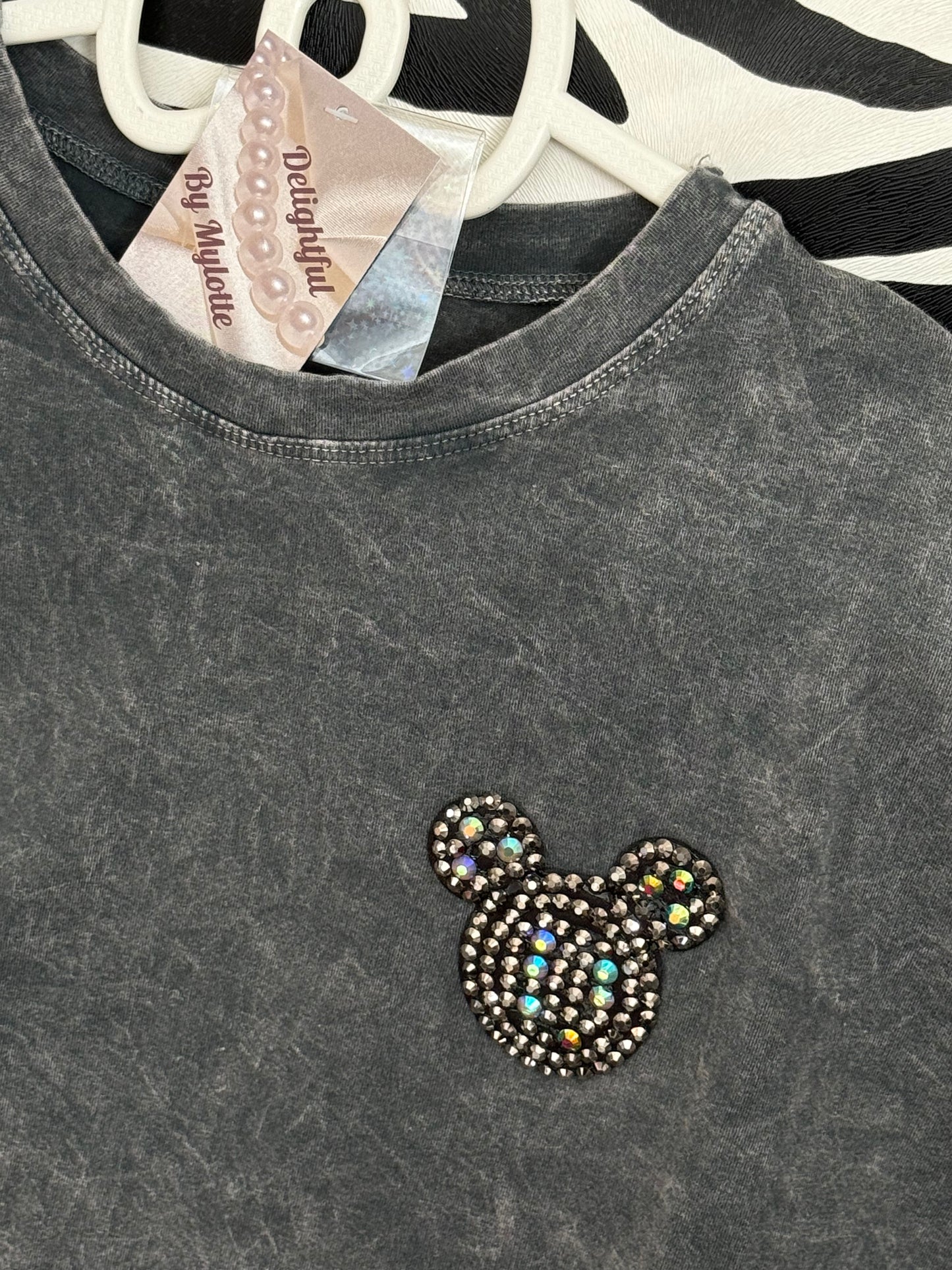 MICKEY - Washed Out Rhinestone T-shirt